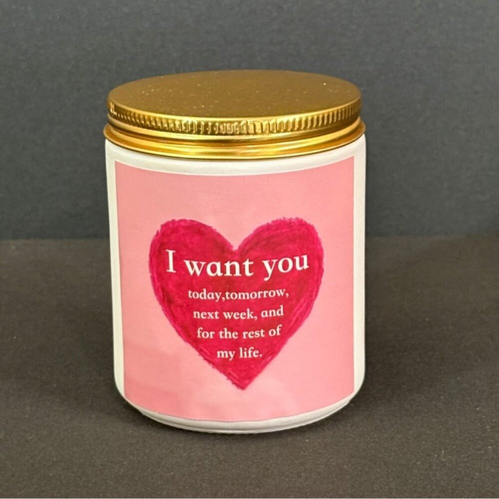 Natural soy handmade vegan lavender scented candle love red heart single wick